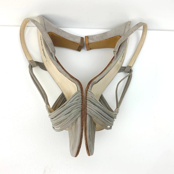 Vintage Giorgio Armani Gray Suede Strappy sandals Heels Sz 39 (8) - Picture 7 of 16